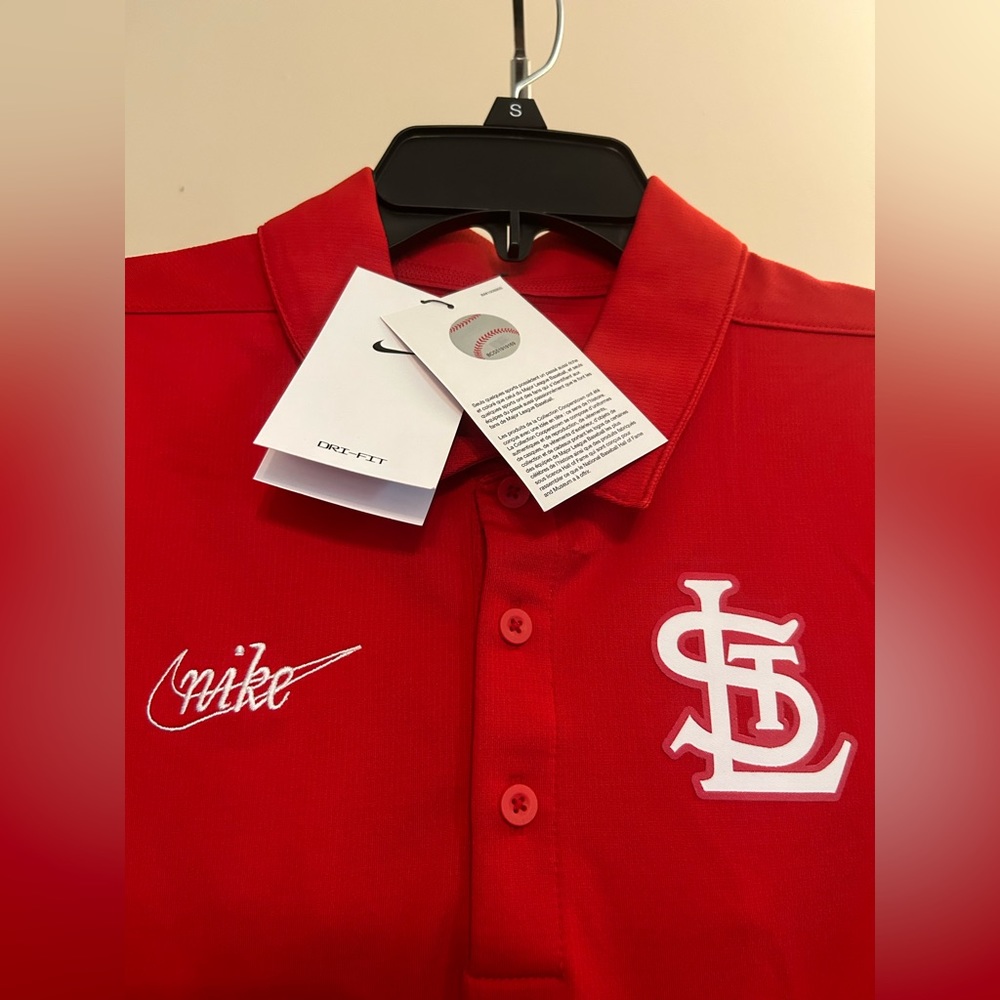 NIKE MLB-STL, Mens Red Polo, Size Small